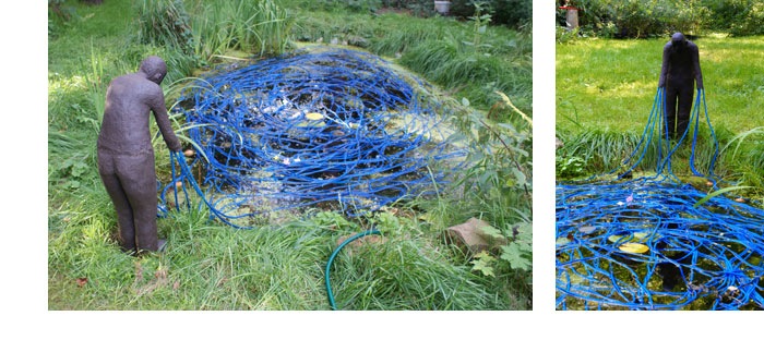 Yvonne Halfens >    'Narcissus', Installation, Keramik, Seil 2011, Fotos: Grunemann/H.van Delft/