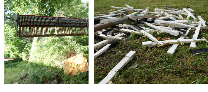 Nico Huibregts >    Erinnerungen eines Schutzengels, Installation, Klavier, 2011, Fotos: Grunemann/H.van Delft/