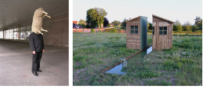 Helmut Dick >    'The Sheep Prosthesis', Performance, 2006/    'Grasscut', Intervention, 2010/