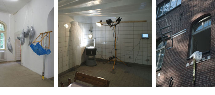 A. Grunemann >    '...ich wei es wird einmal ein Wunder geschehn', Inst. + Perform., 2010/    'chaos fliegt', Perform., 2010, Foto: A. Houtappels/